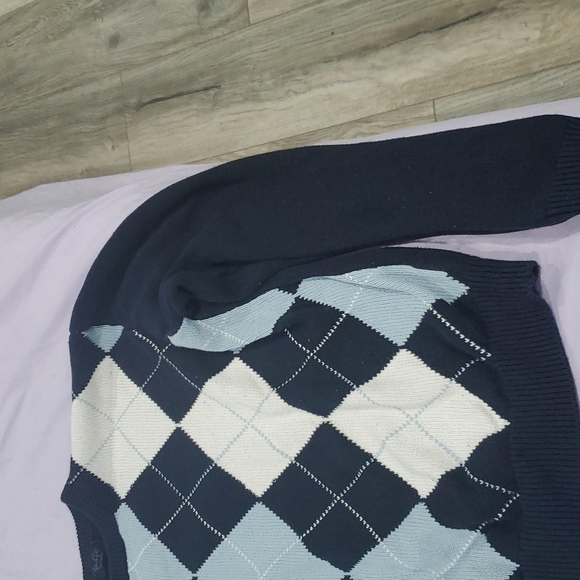 Jade Galt California sweater Diamond patterns navy‎ blue white size small - Picture 3 of 9